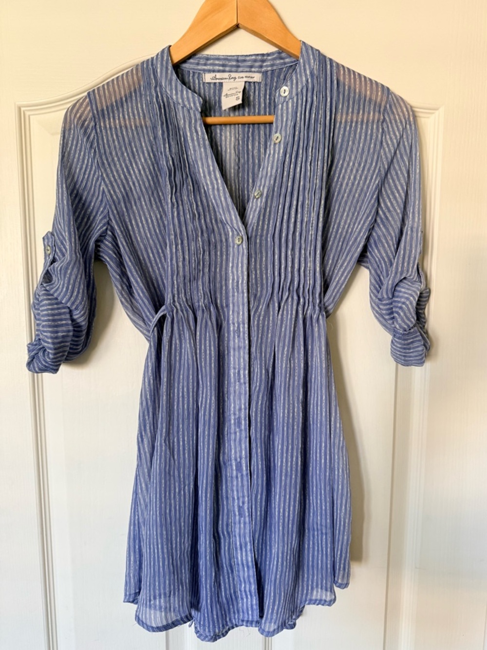 American Rag Blue Striped Button-Front Maternity Tunic